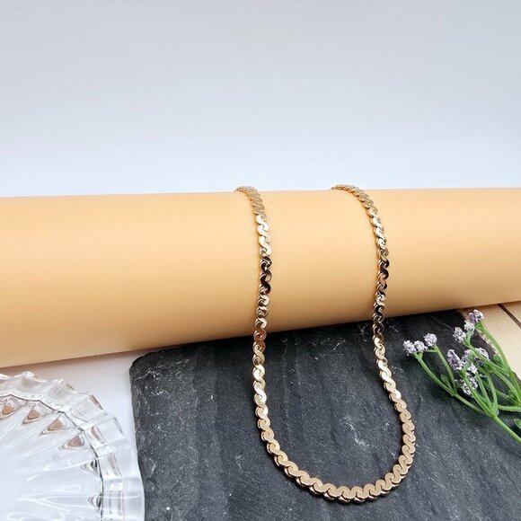 Flat Polished Rose Gold Chain Necklace – 19.7 Inch Bold Statement, XPNL0012 - Picture 7 of 12